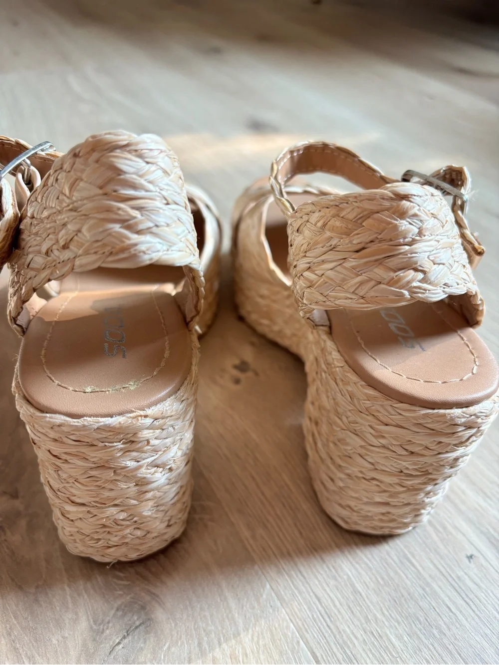 Woven Espadrille Wedge Sandals - Natural